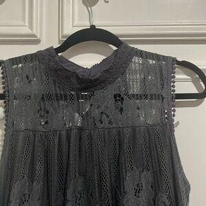 Dark gray sleeveless mid knee dress